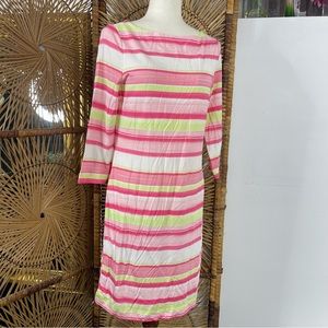 Brooks Brothers Striped Jersey 3/4 Sleeve Dress Size M New